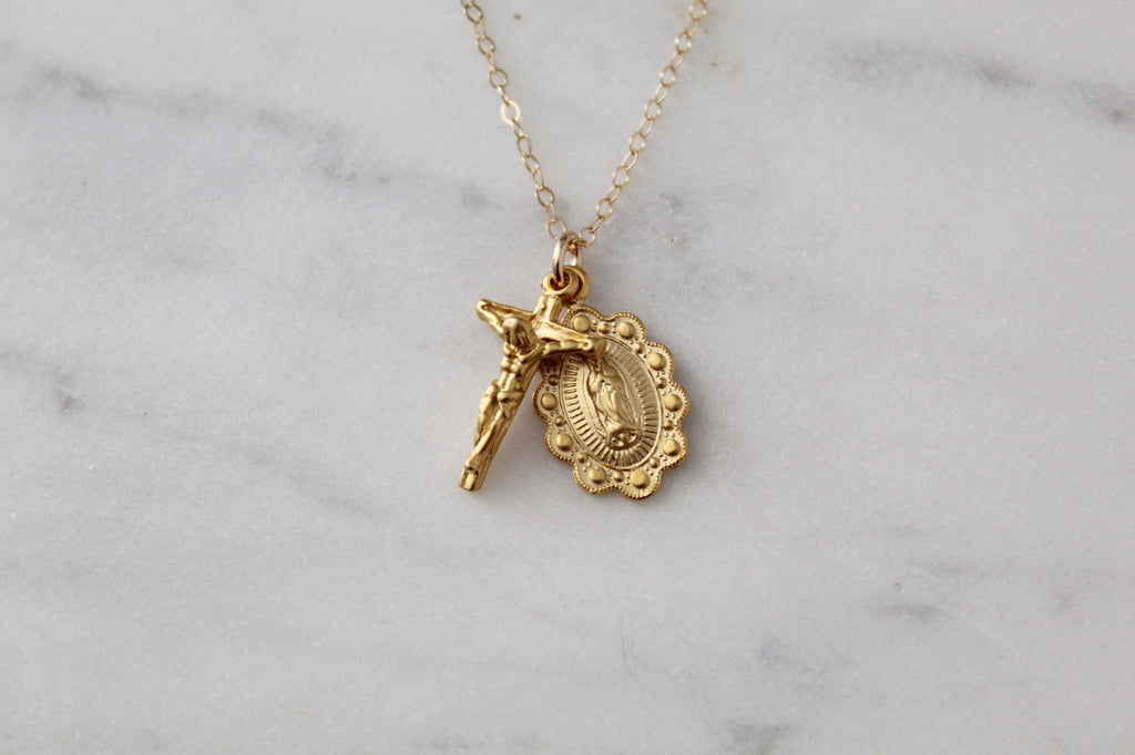 Our Lady of Guadalupe Scalloped and Crucifix