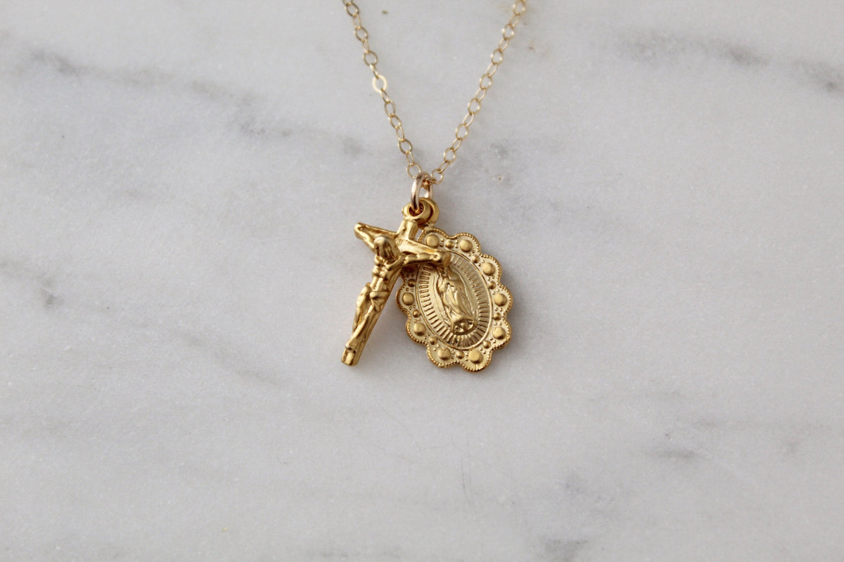 Our Lady of Guadalupe Scalloped and Crucifix