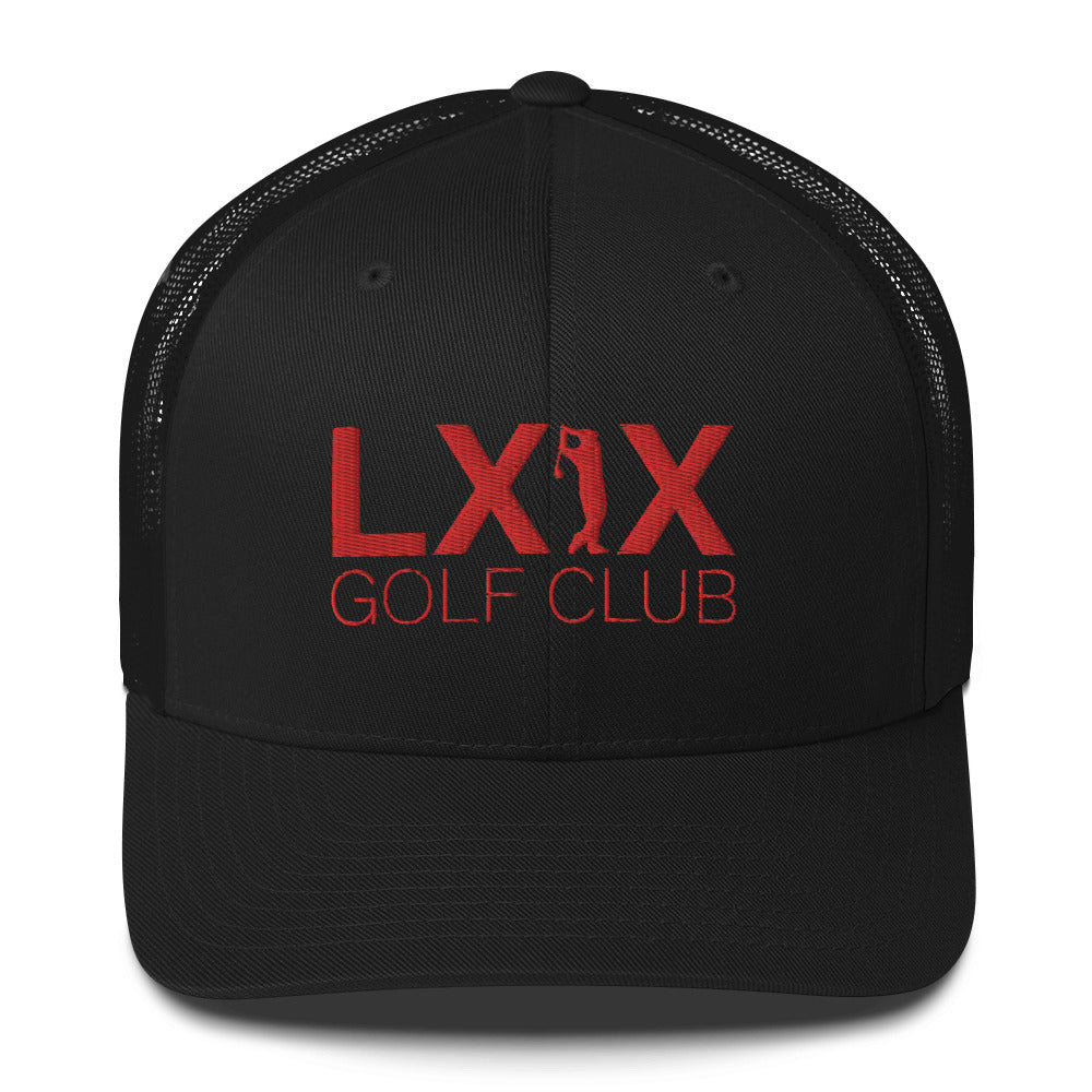 Swinger Logo Trucker Hat — Mesh-Back Snapback Cap (Red Logo)