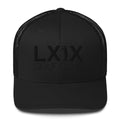 Swinger Logo Trucker Hat — Mesh-Back Snapback Cap (Black Logo)