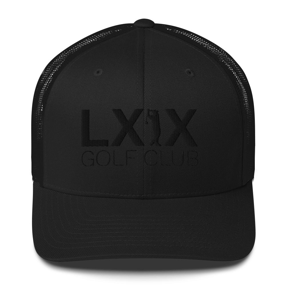 Swinger Logo Trucker Hat — Mesh-Back Snapback Cap (Black Logo)