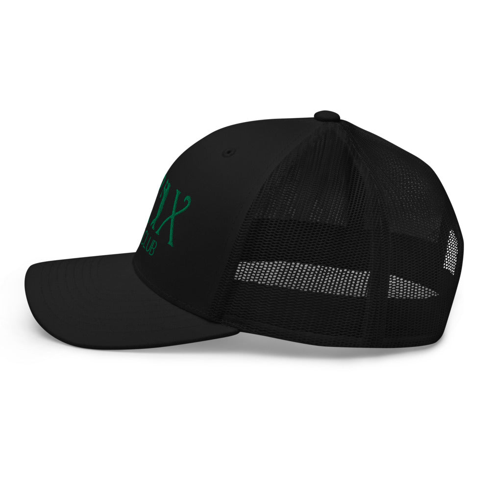 Curve Logo Trucker Hat — Mesh-Back Snapback Cap (Green Logo)