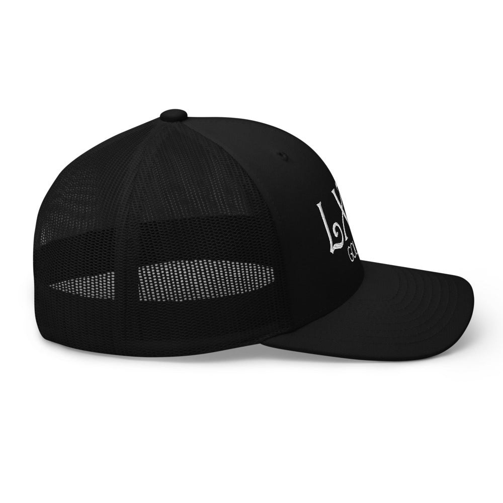Curve Logo Trucker Hat — Mesh-Back Snapback Cap (White Logo)
