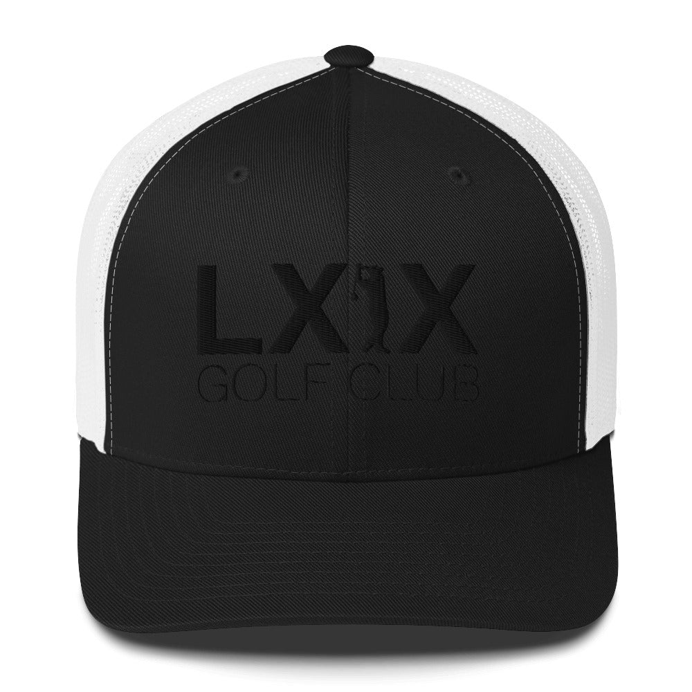 Swinger Logo Trucker Hat — Mesh-Back Snapback Cap (Black Logo)