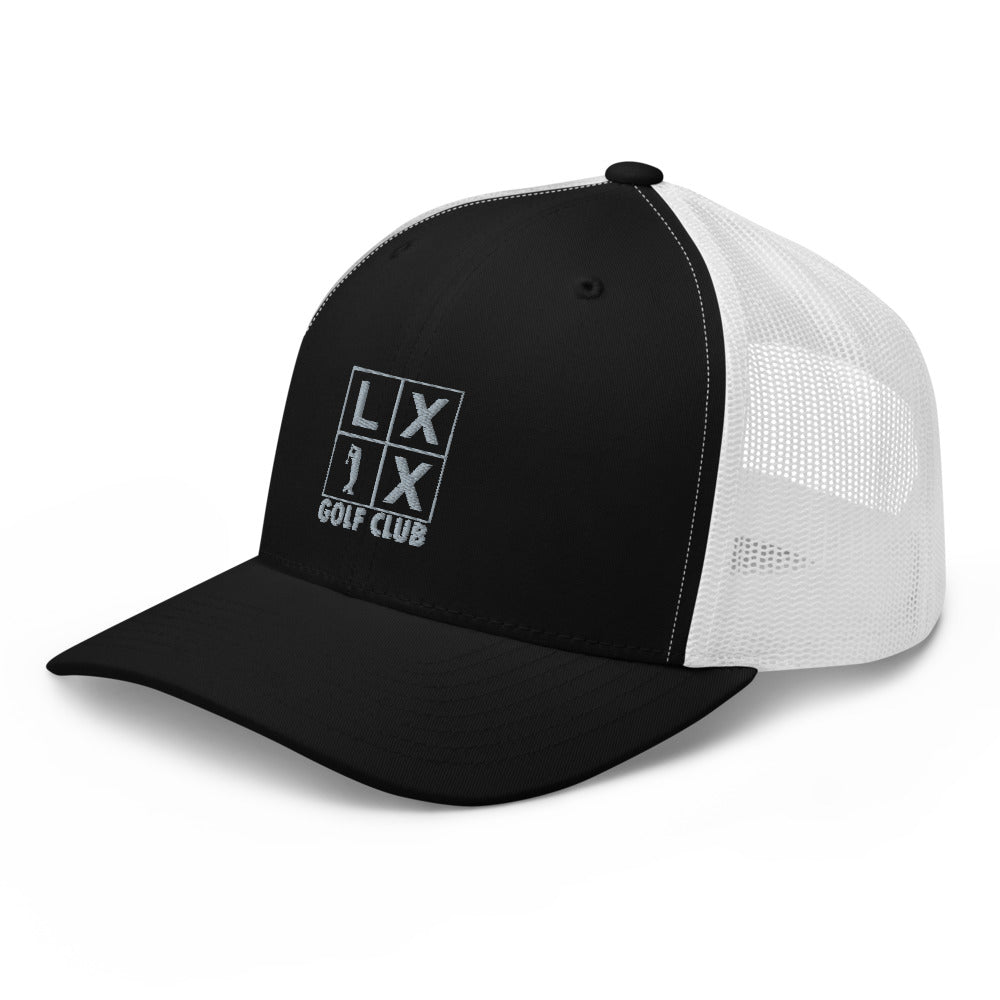 Four Box Logo Trucker Hat — Mesh-Back Snapback Cap (Gray Logo)
