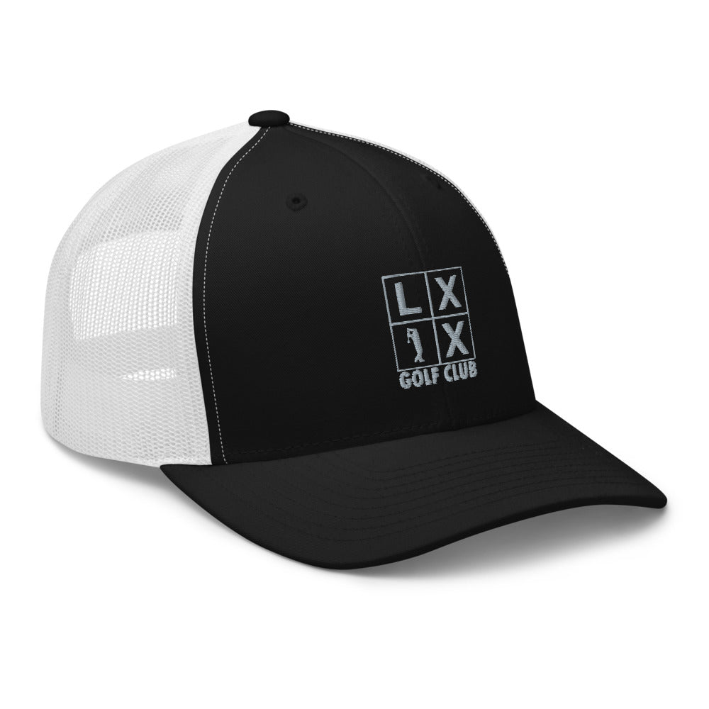 Four Box Logo Trucker Hat — Mesh-Back Snapback Cap (Gray Logo)