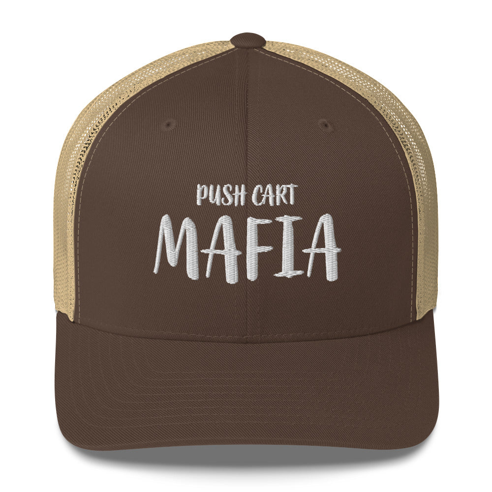 Push Cart Mafia Trucker Hat — Funny Golf Snapback Cap