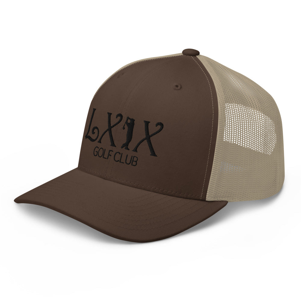 Curve Logo Trucker Hat — Mesh-Back Snapback Cap (Black Logo)
