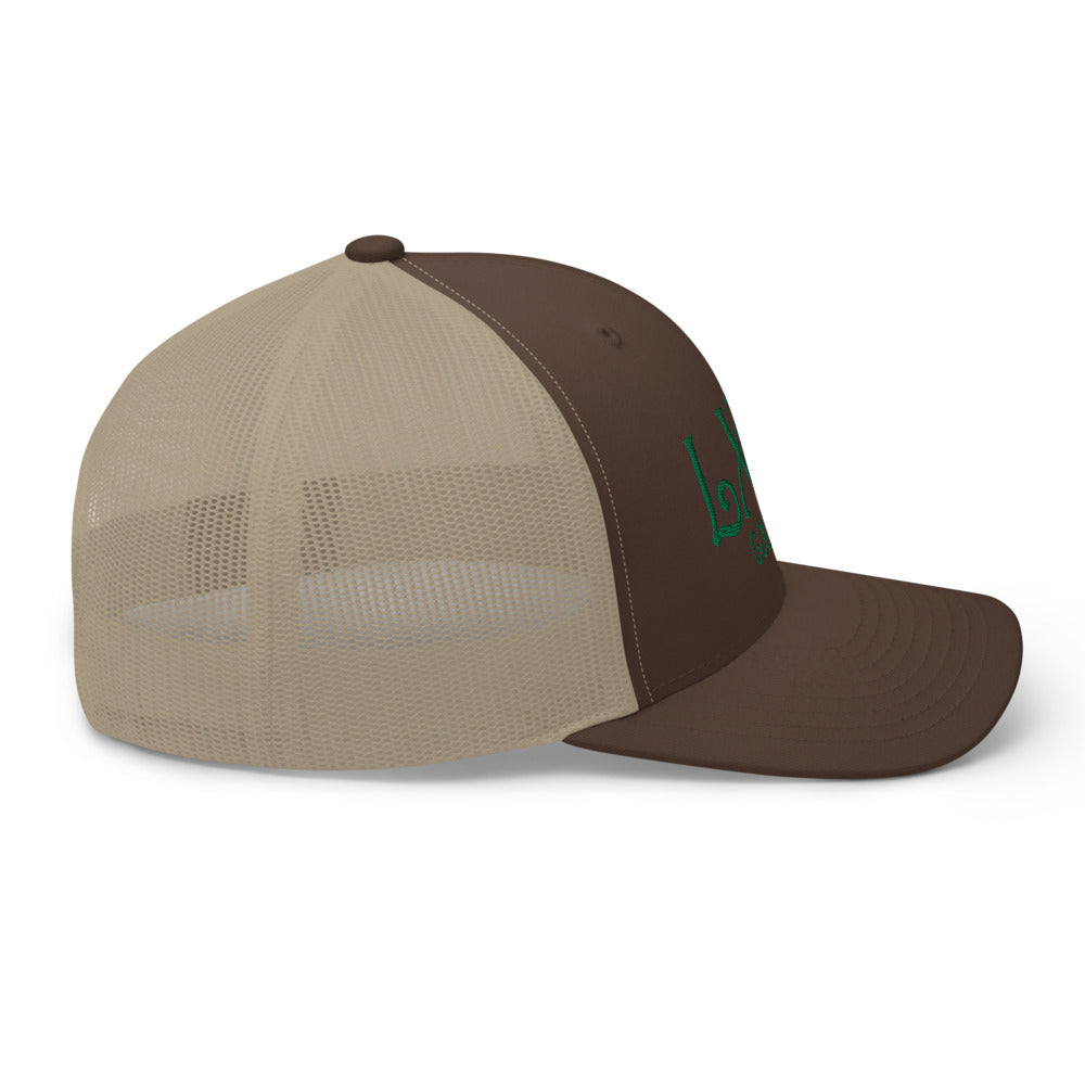 Curve Logo Trucker Hat — Mesh-Back Snapback Cap (Green Logo)