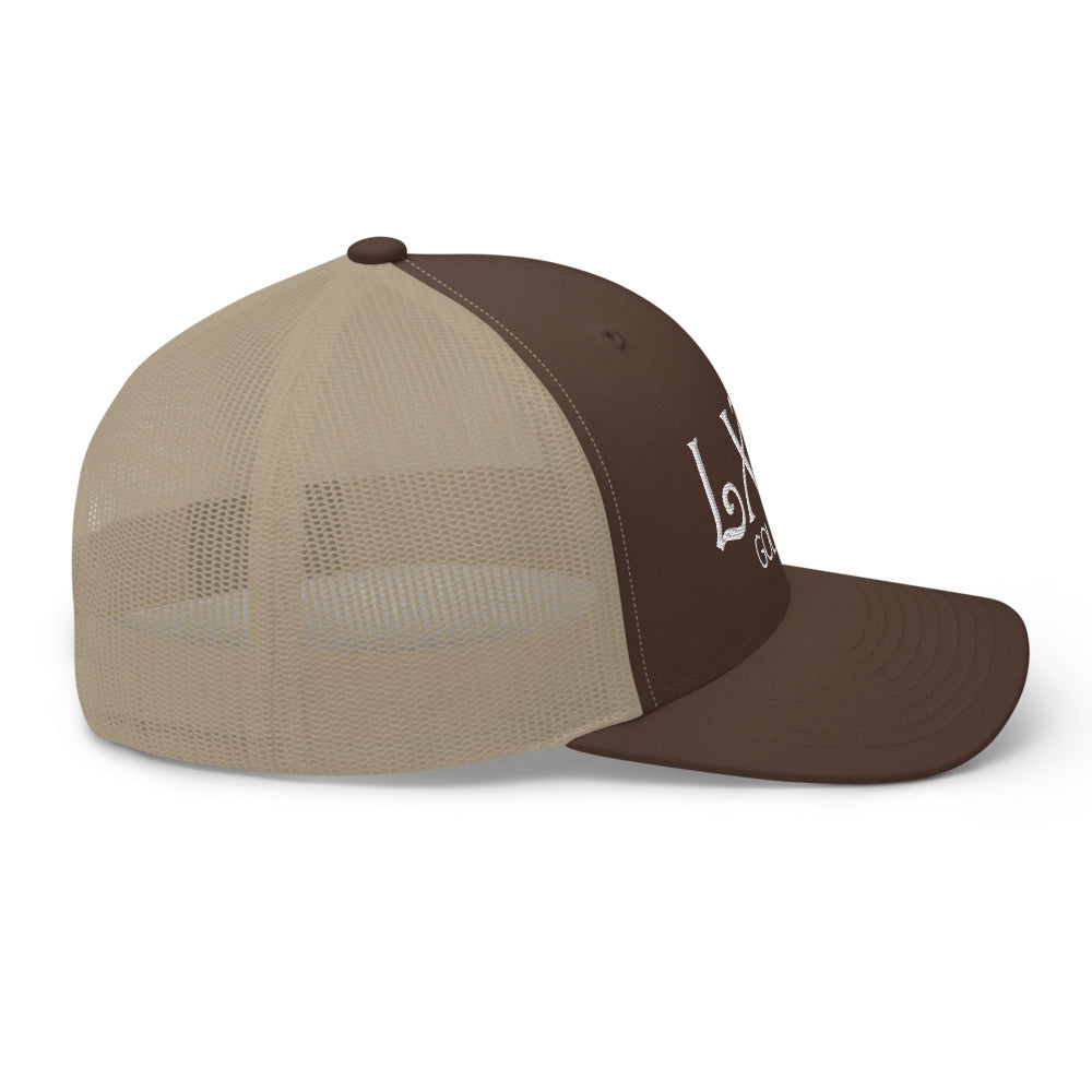 Curve Logo Trucker Hat — Mesh-Back Snapback Cap (White Logo)