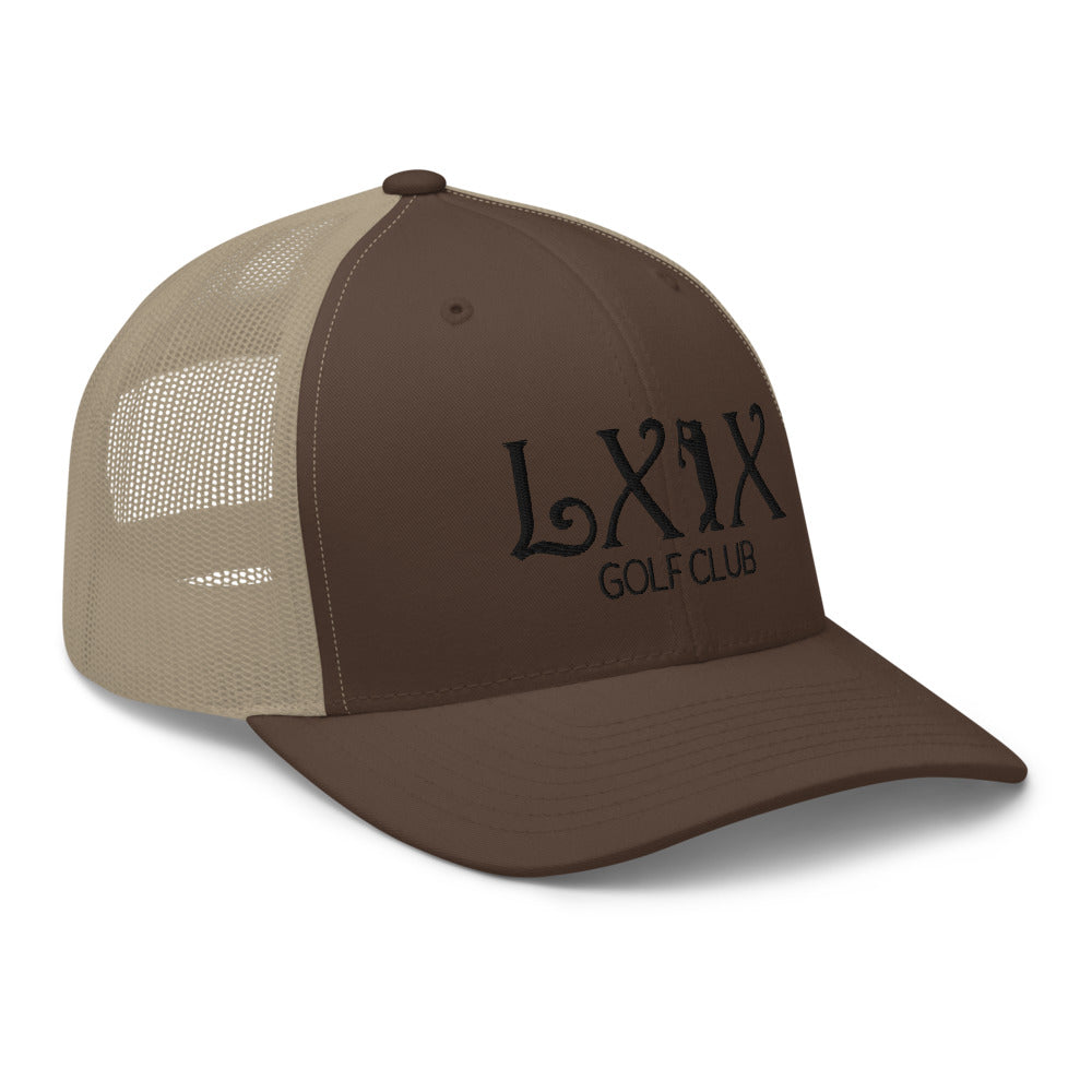 Curve Logo Trucker Hat — Mesh-Back Snapback Cap (Black Logo)