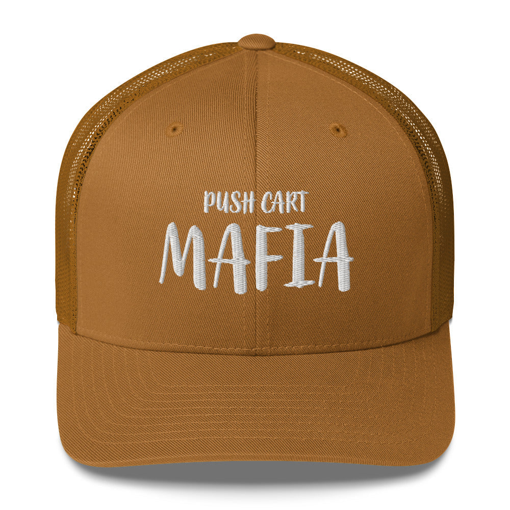 Push Cart Mafia Trucker Hat — Funny Golf Snapback Cap