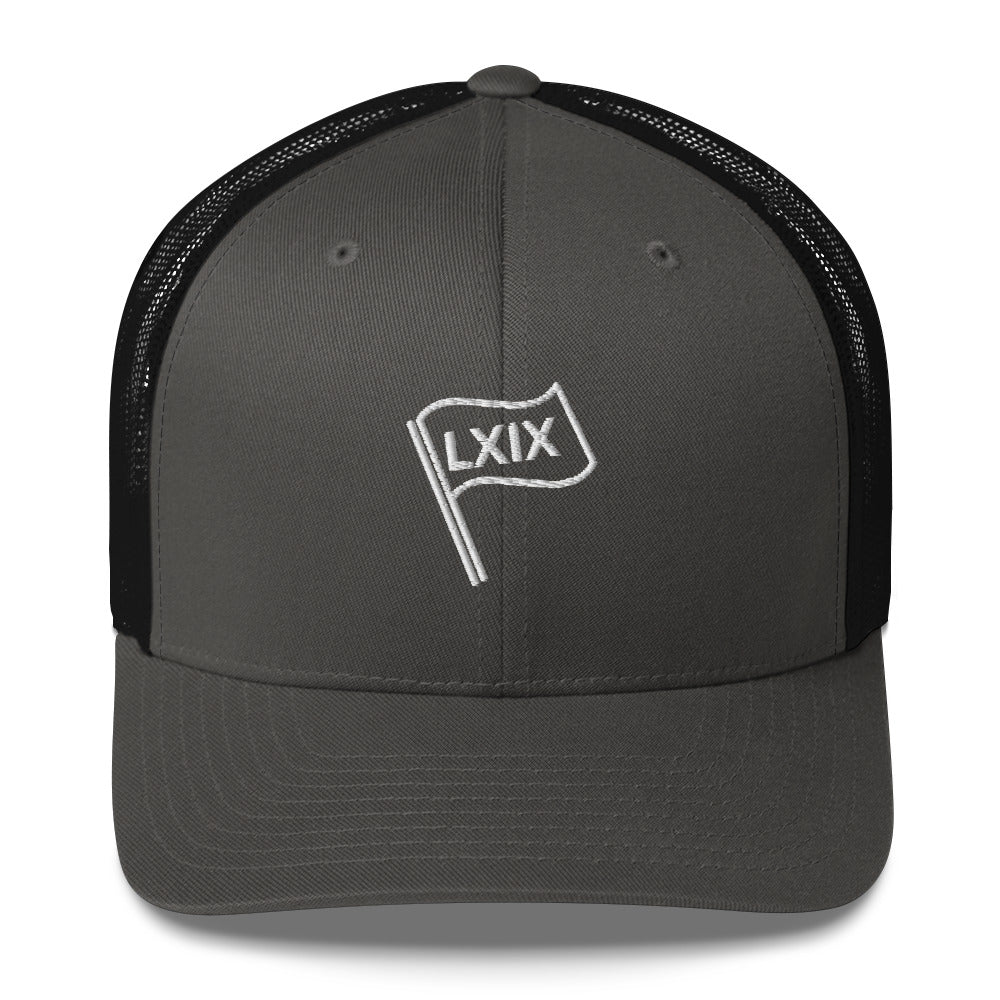 LXIX Flag Trucker Hat — Mesh-Back Snapback Cap