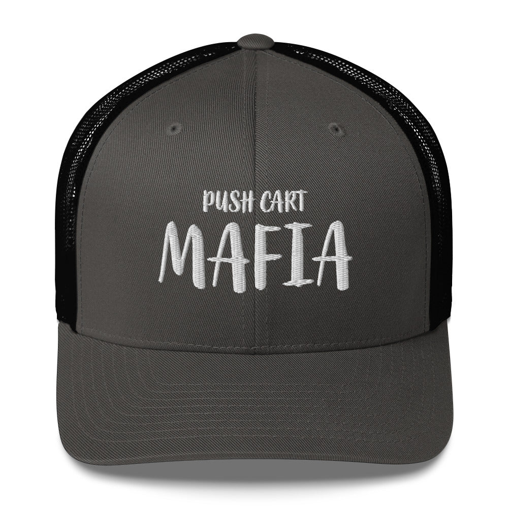 Push Cart Mafia Trucker Hat — Funny Golf Snapback Cap
