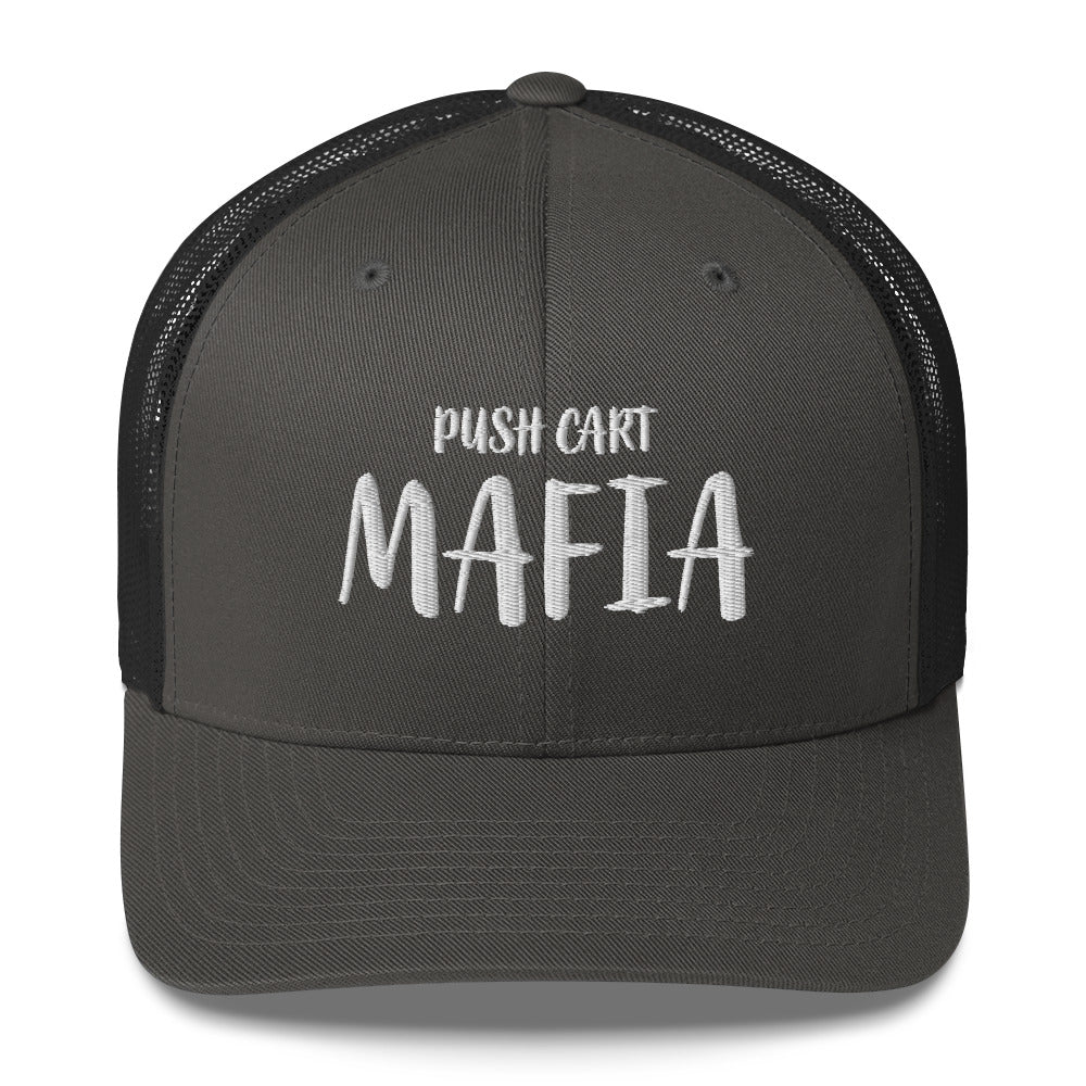 Push Cart Mafia Trucker Hat — Funny Golf Snapback Cap
