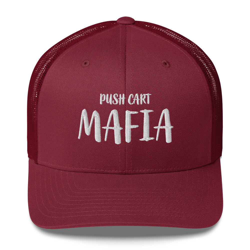 Push Cart Mafia Trucker Hat — Funny Golf Snapback Cap