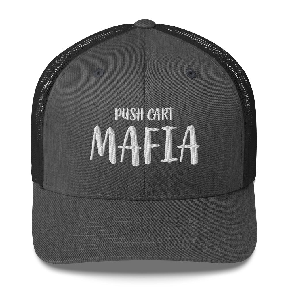 Push Cart Mafia Trucker Hat — Funny Golf Snapback Cap