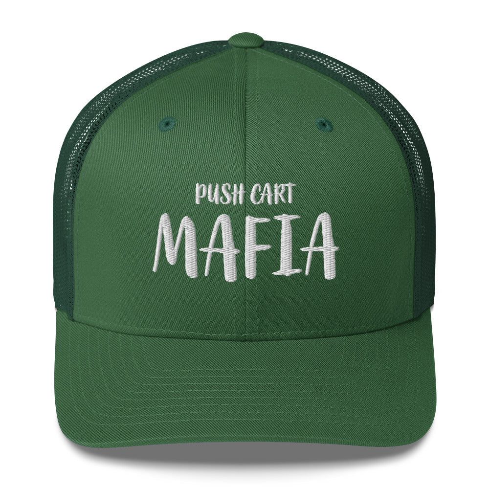 Push Cart Mafia Trucker Hat — Funny Golf Snapback Cap