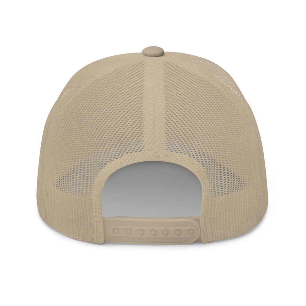 Curve Logo Trucker Hat — Mesh-Back Snapback Cap (Red Logo)