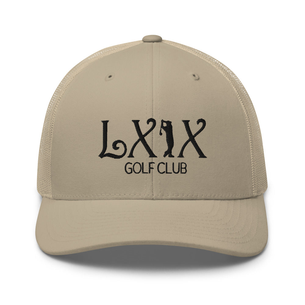 Curve Logo Trucker Hat — Mesh-Back Snapback Cap (Black Logo)