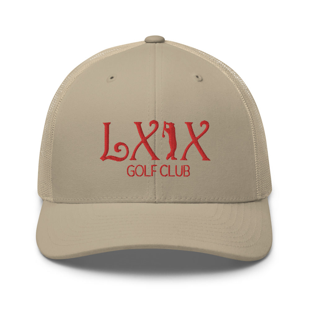 Curve Logo Trucker Hat — Mesh-Back Snapback Cap (Red Logo)