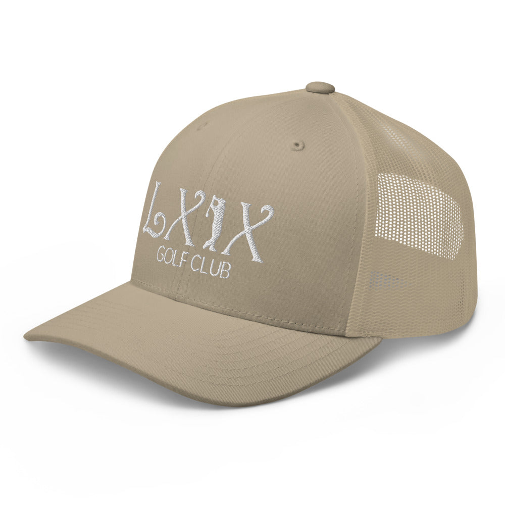 Curve Logo Trucker Hat — Mesh-Back Snapback Cap (White Logo)
