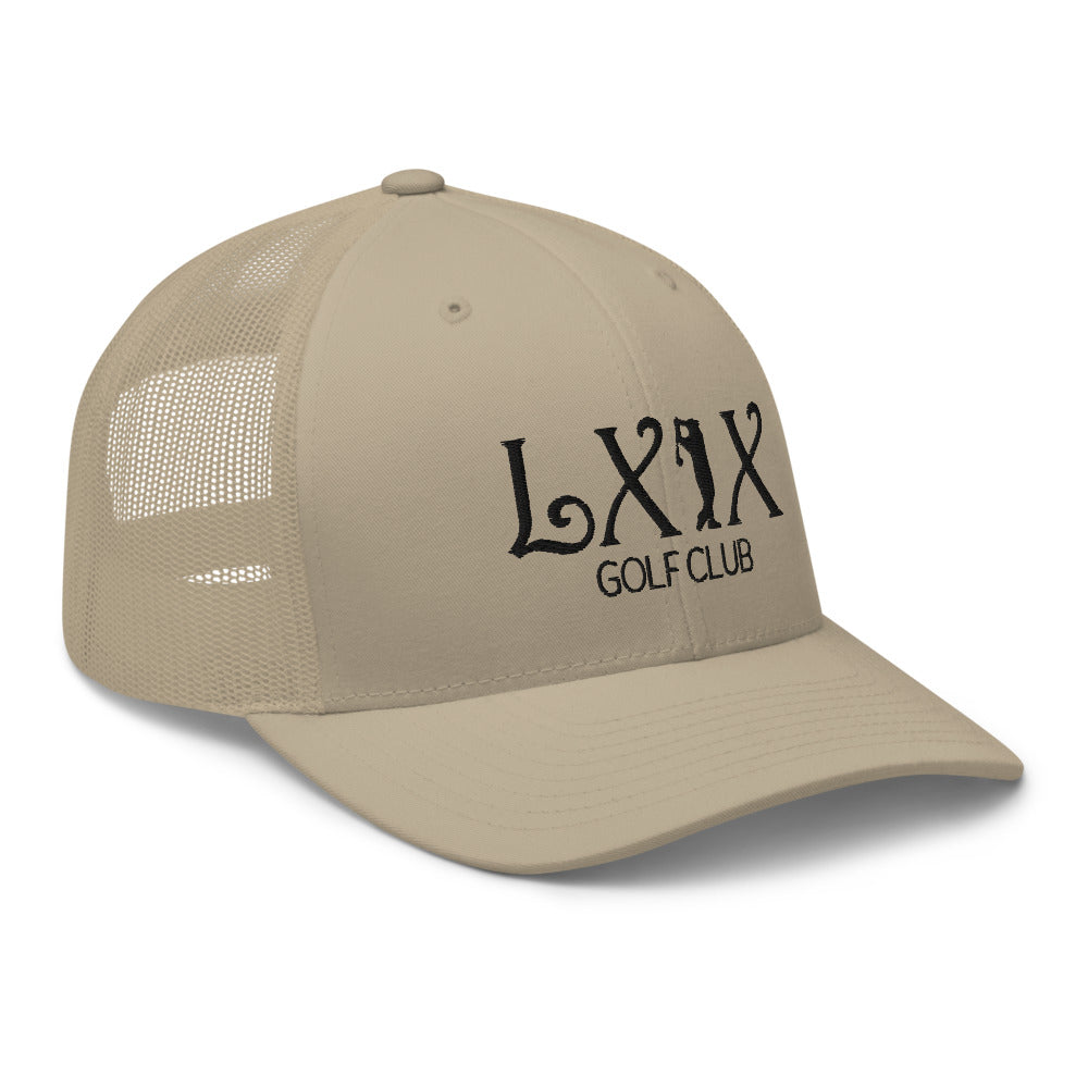 Curve Logo Trucker Hat — Mesh-Back Snapback Cap (Black Logo)