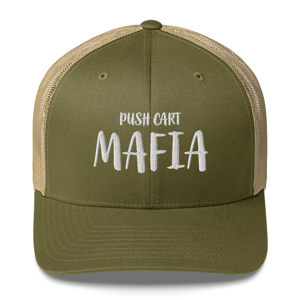 Push Cart Mafia Trucker Hat — Funny Golf Snapback Cap