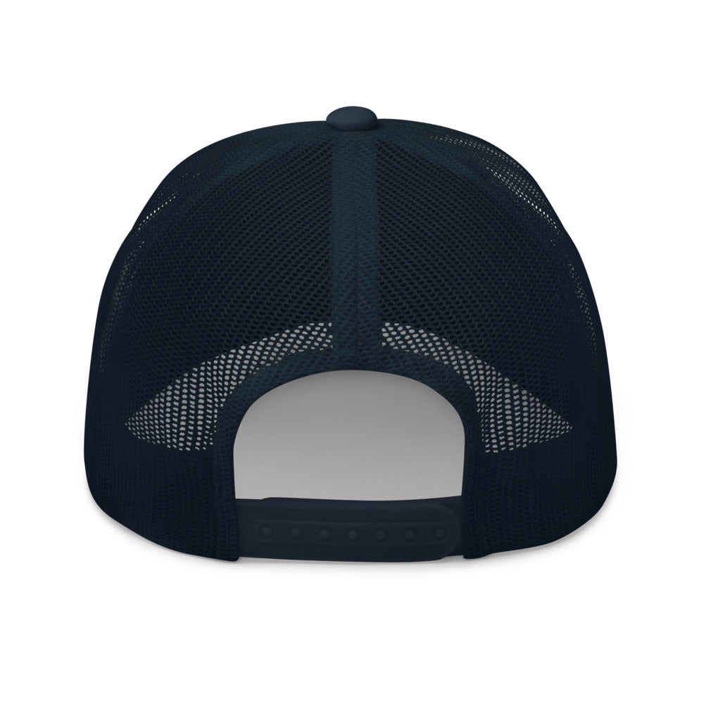Arch Logo Trucker Hat — Mesh-Back Snapback Cap (White Logo)