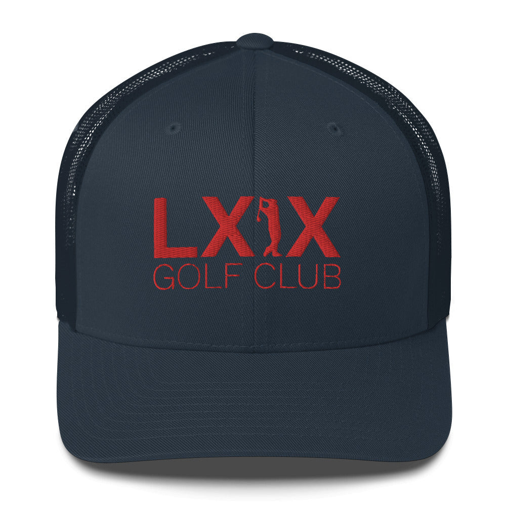 Swinger Logo Trucker Hat — Mesh-Back Snapback Cap (Red Logo)