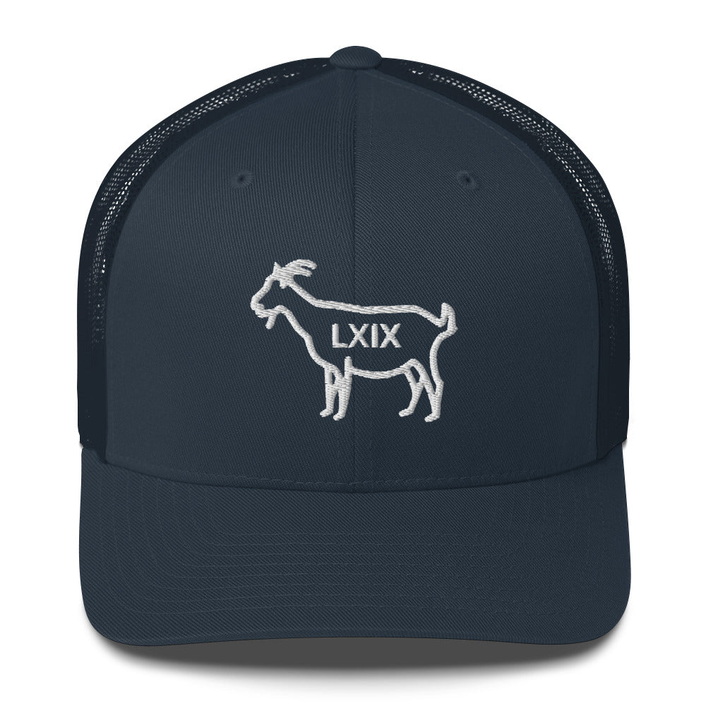 The GOAT LXIX Trucker Hat — Mesh-Back Snapback Cap