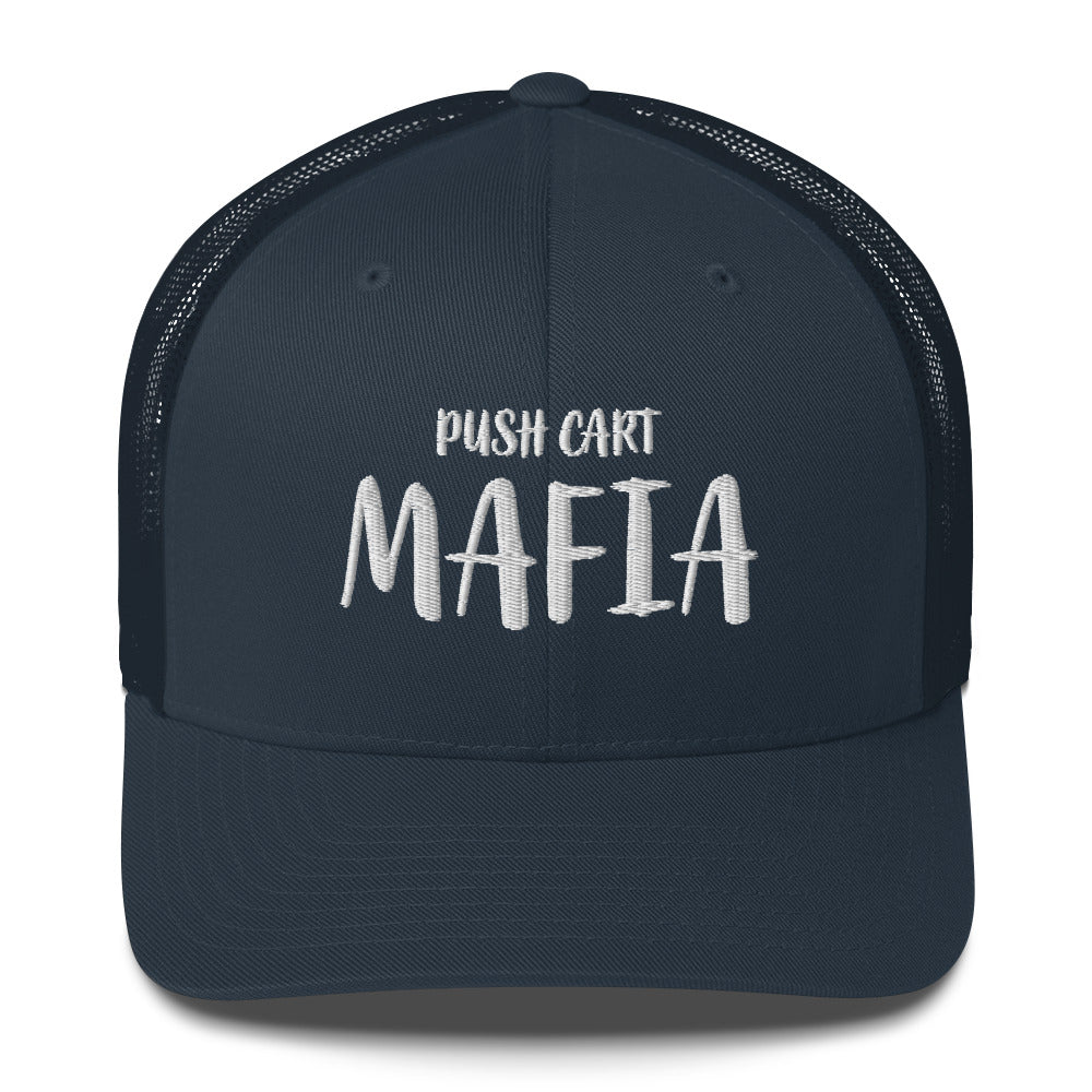 Push Cart Mafia Trucker Hat — Funny Golf Snapback Cap