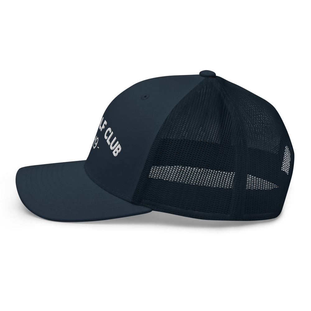 Arch Logo Trucker Hat — Mesh-Back Snapback Cap (White Logo)