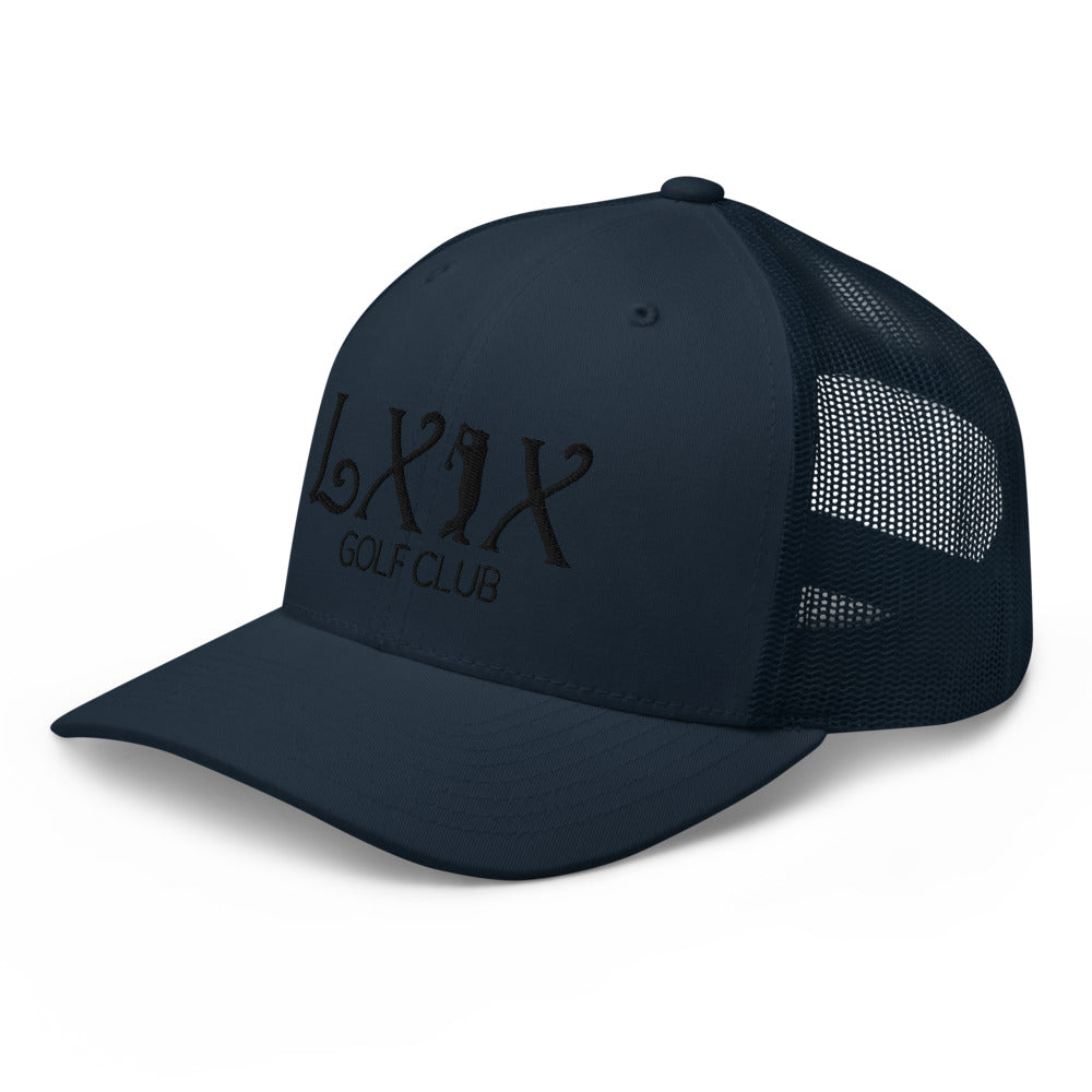 Curve Logo Trucker Hat — Mesh-Back Snapback Cap (Black Logo)