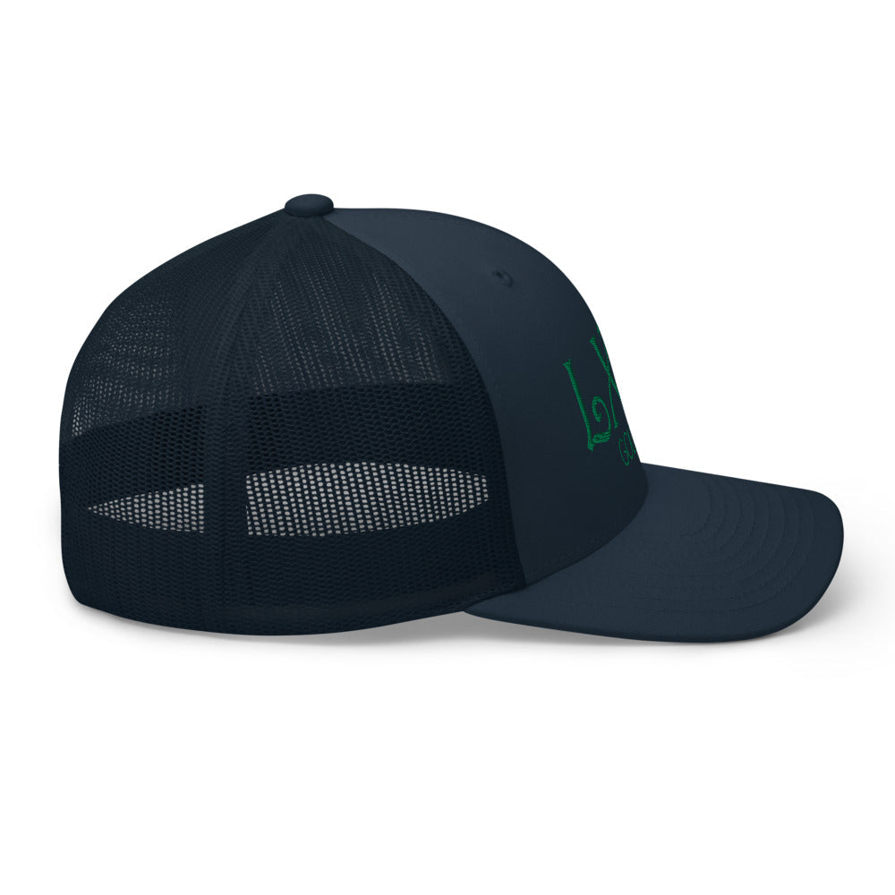 Curve Logo Trucker Hat — Mesh-Back Snapback Cap (Green Logo)