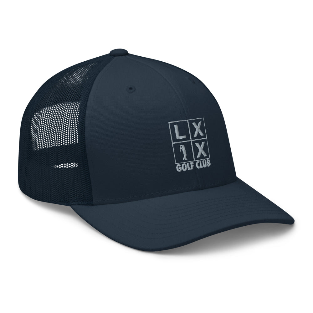 Four Box Logo Trucker Hat — Mesh-Back Snapback Cap (Gray Logo)
