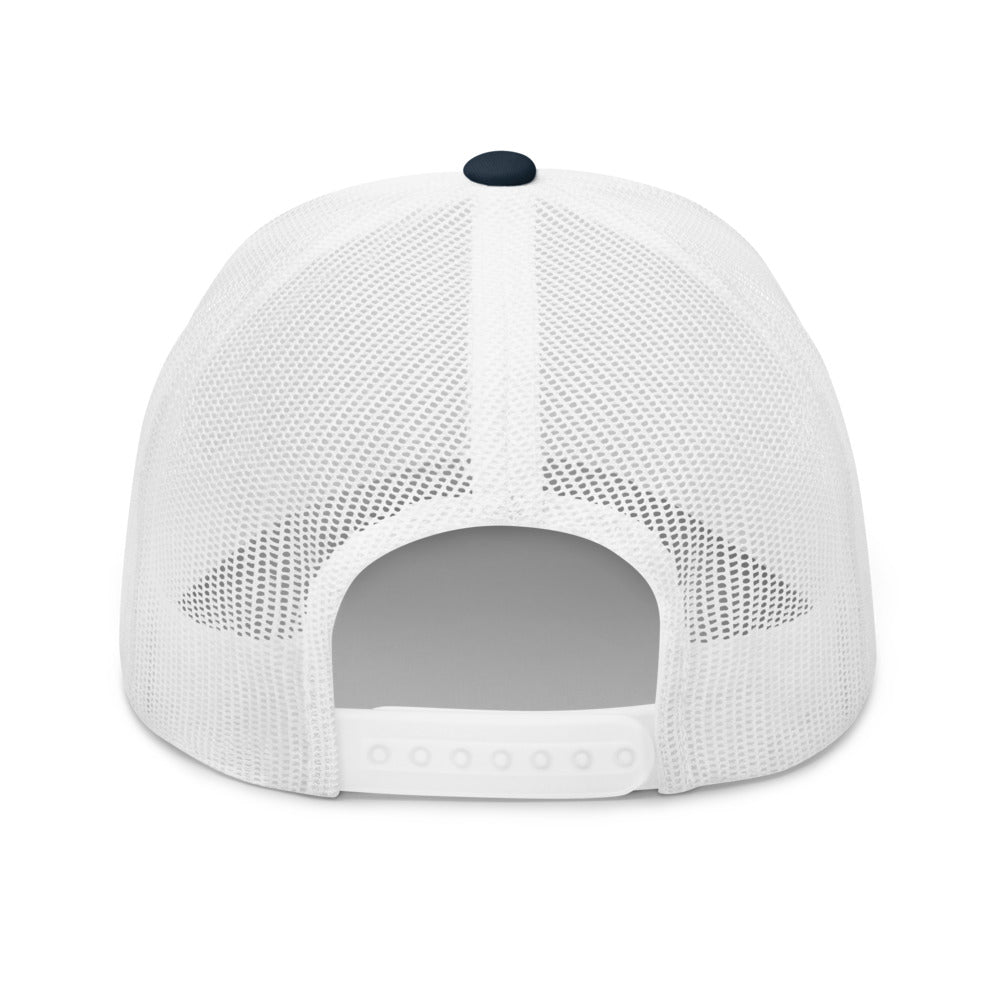 Arch Logo Trucker Hat — Mesh-Back Snapback Cap (White Logo)