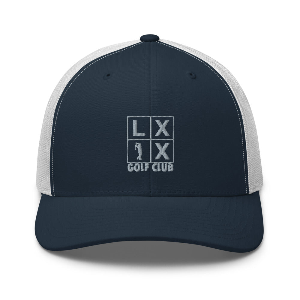 Four Box Logo Trucker Hat — Mesh-Back Snapback Cap (Gray Logo)