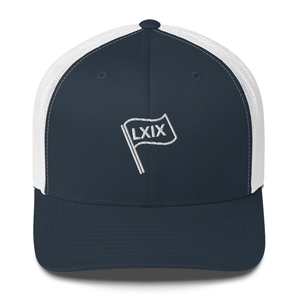 LXIX Flag Trucker Hat — Mesh-Back Snapback Cap