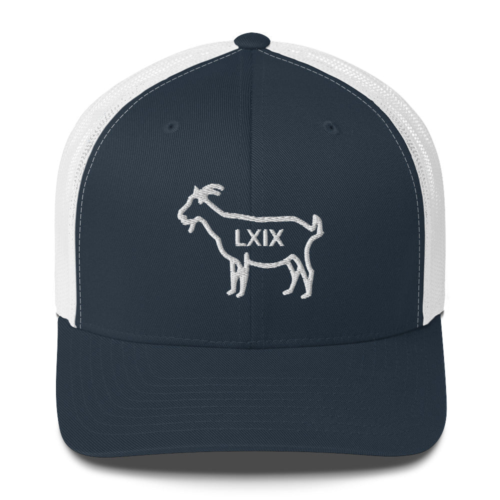 The GOAT LXIX Trucker Hat — Mesh-Back Snapback Cap