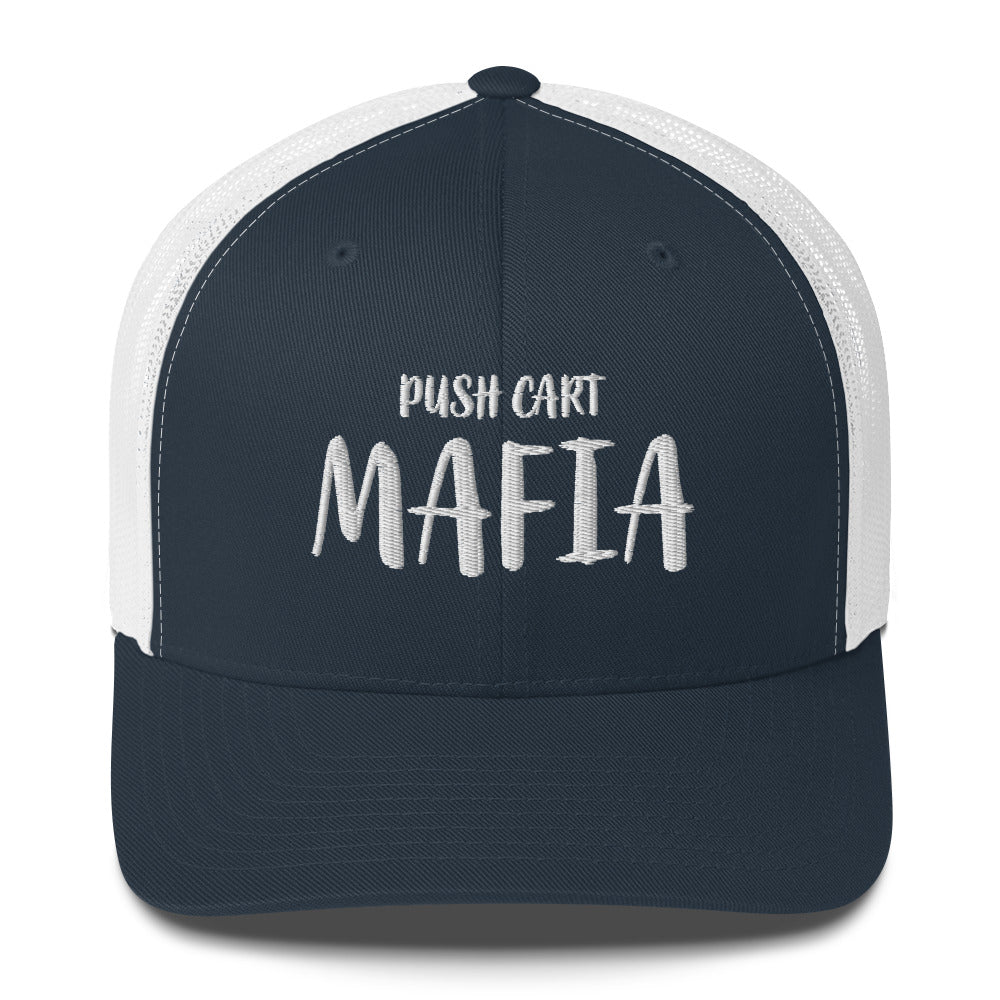 Push Cart Mafia Trucker Hat — Funny Golf Snapback Cap
