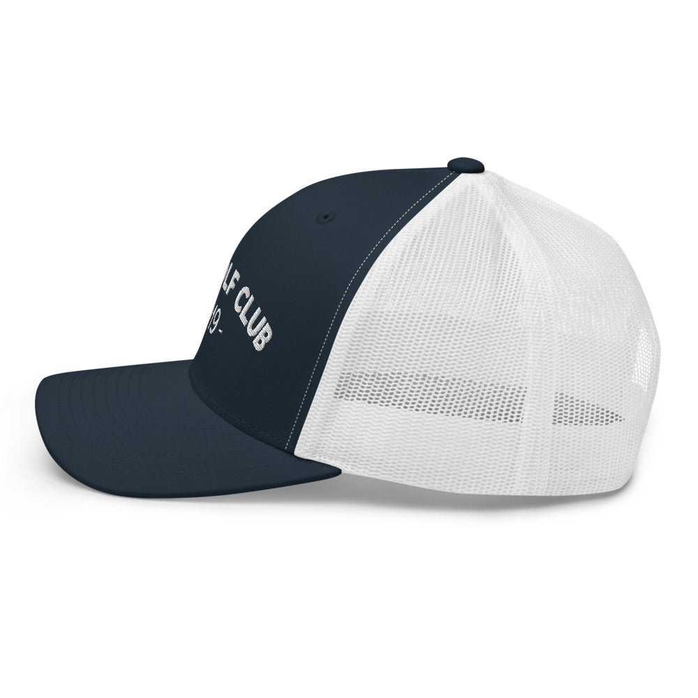 Arch Logo Trucker Hat — Mesh-Back Snapback Cap (White Logo)