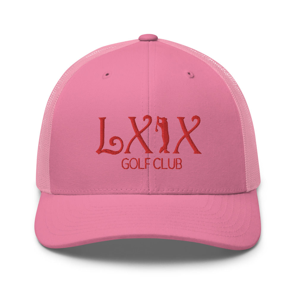 Curve Logo Trucker Hat — Mesh-Back Snapback Cap (Red Logo)