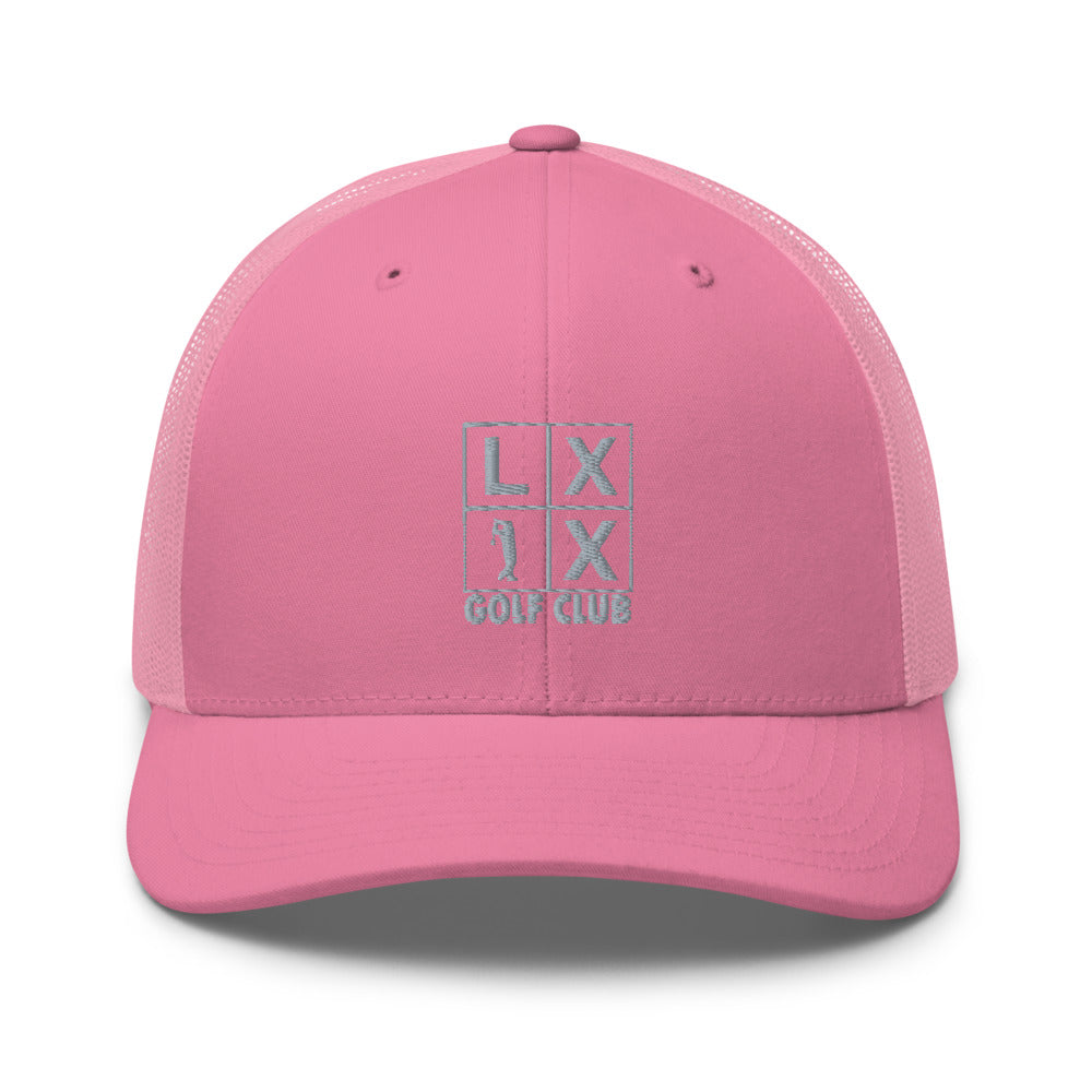 Four Box Logo Trucker Hat — Mesh-Back Snapback Cap (Gray Logo)