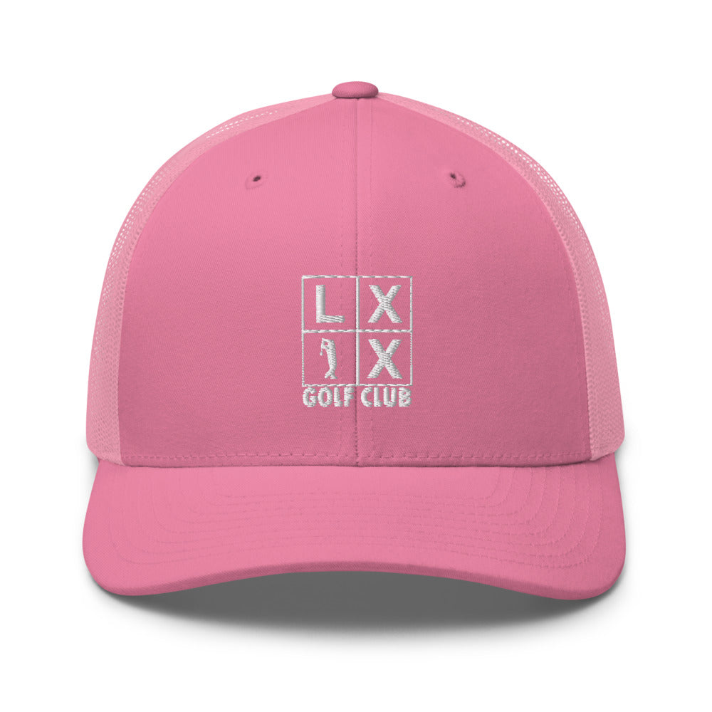 Four Box Logo Trucker Hat — Mesh-Back Snapback Cap (White Logo)