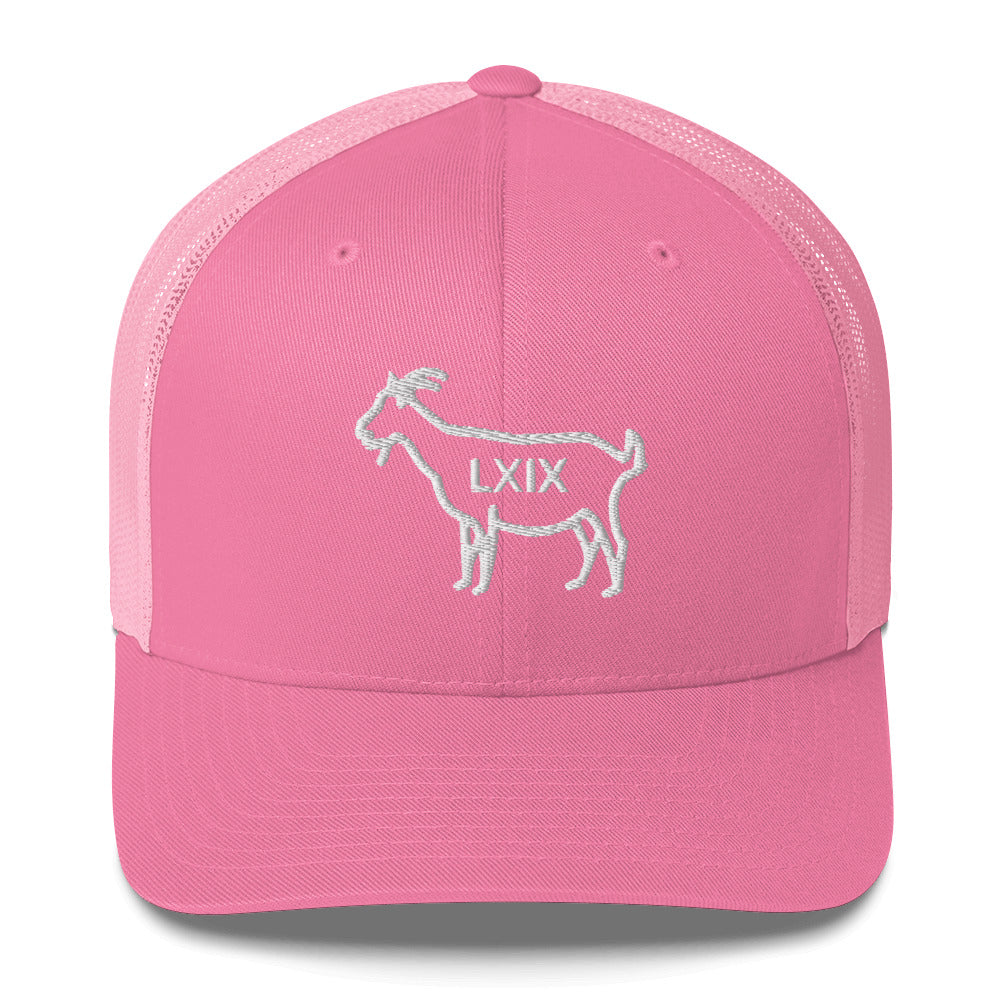 The GOAT LXIX Trucker Hat — Mesh-Back Snapback Cap