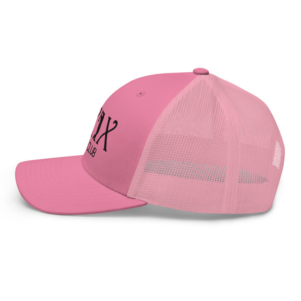 Curve Logo Trucker Hat — Mesh-Back Snapback Cap (Black Logo)