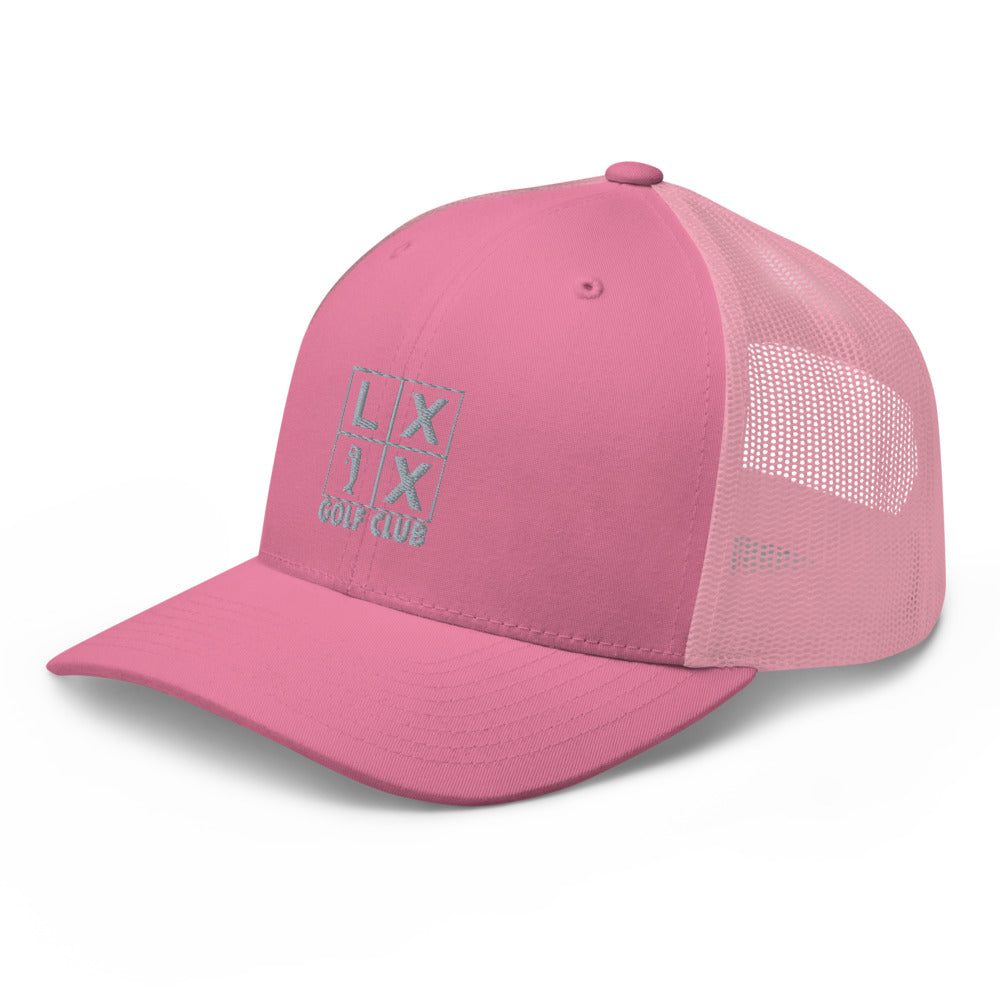 Four Box Logo Trucker Hat — Mesh-Back Snapback Cap (Gray Logo)