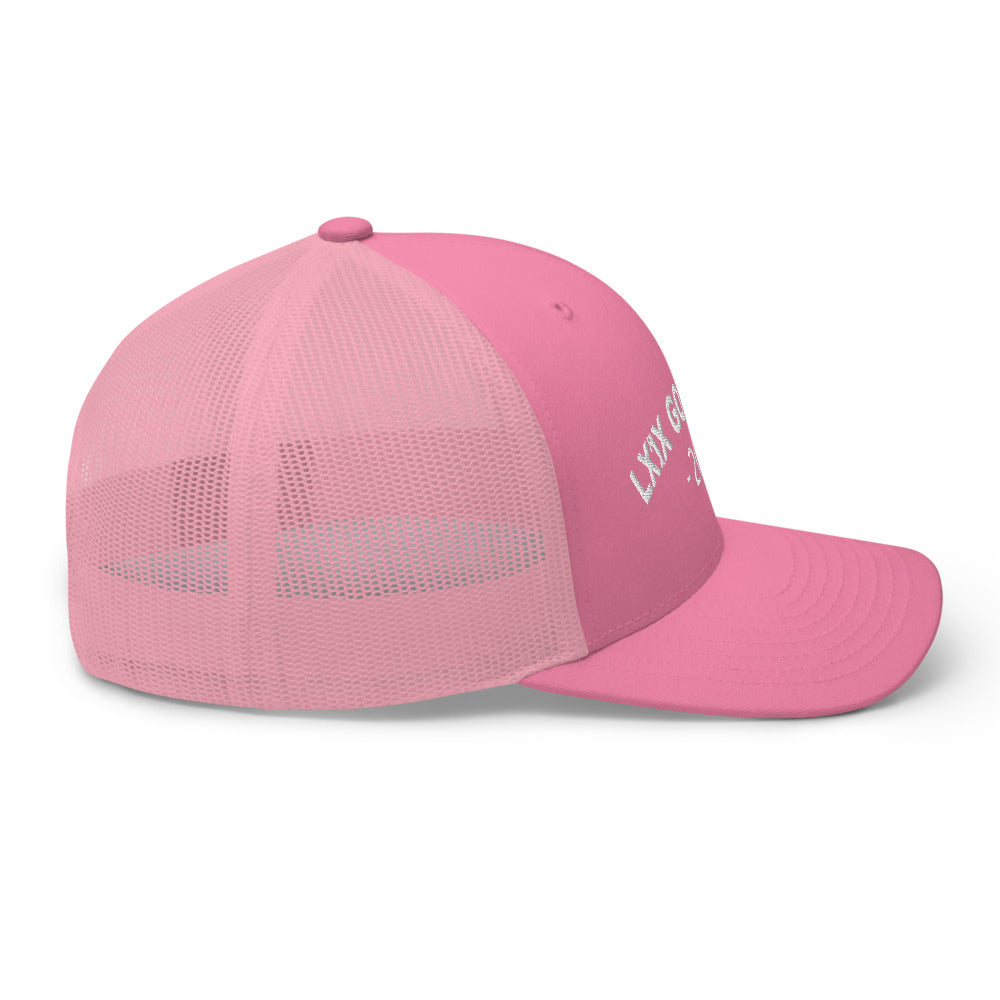 Arch Logo Trucker Hat — Mesh-Back Snapback Cap (White Logo)