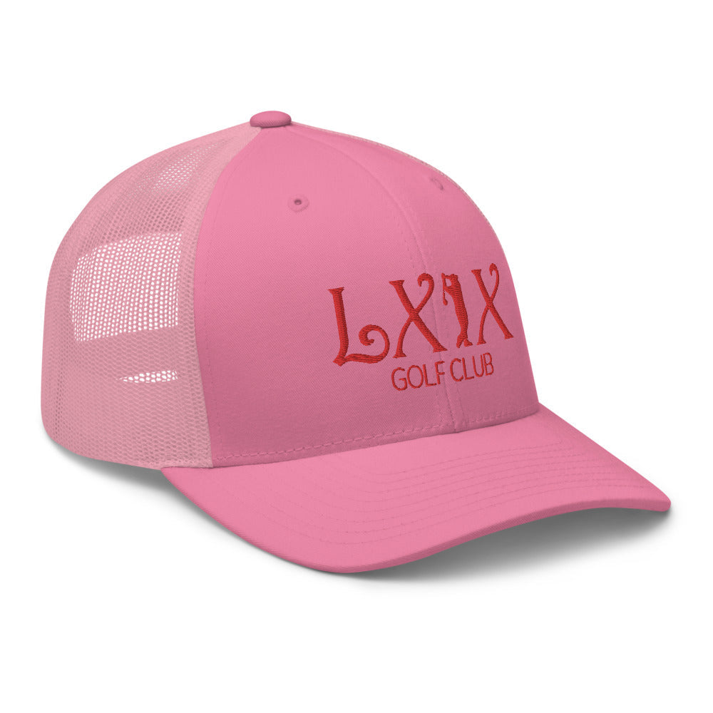 Curve Logo Trucker Hat — Mesh-Back Snapback Cap (Red Logo)